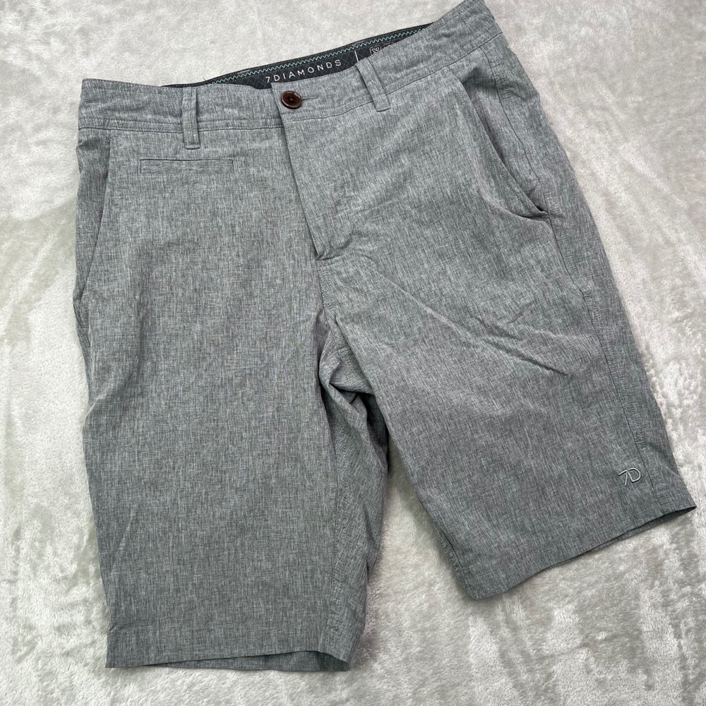 7 Diamonds Velocity Shorts Mens 29 Gray Heather 10" Performance Stretch‎ Casual